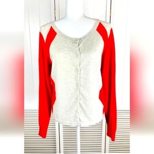 CAbi Orange Cream Button-Up Cardigan Sweater Color-block Womens Medium